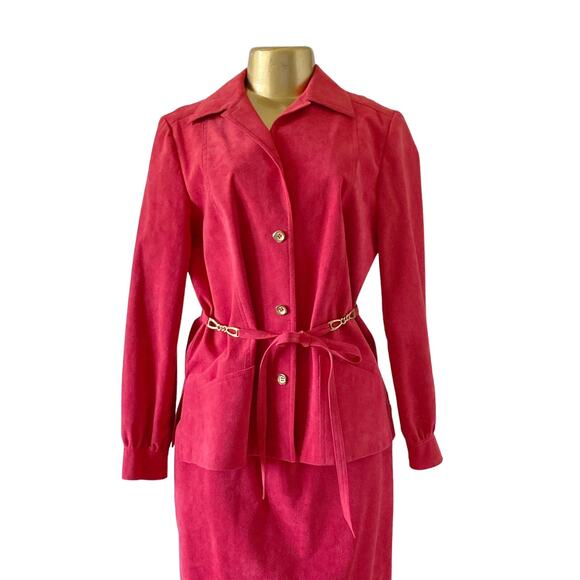 NEIMAN MARCUS Abe Scrader Womens Size 14 Vintage Faux Suede Jacket Skirt Set - Picture 8 of 16